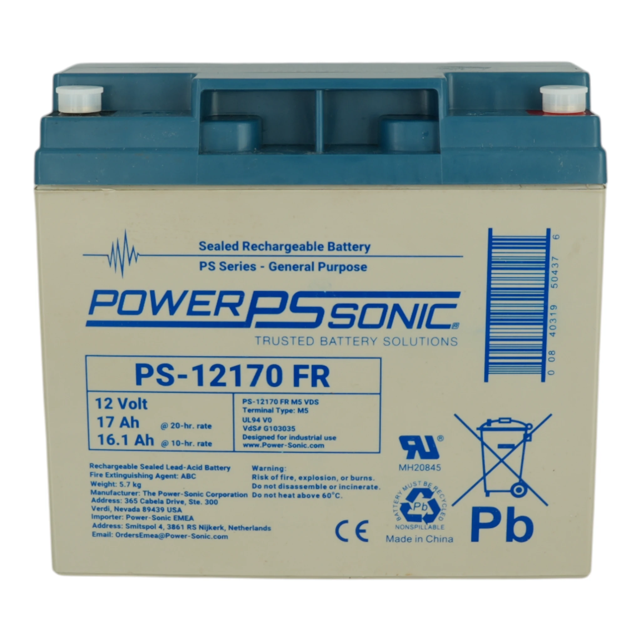 Power Sonic Battery 17Ah - 12V Flame Retardant