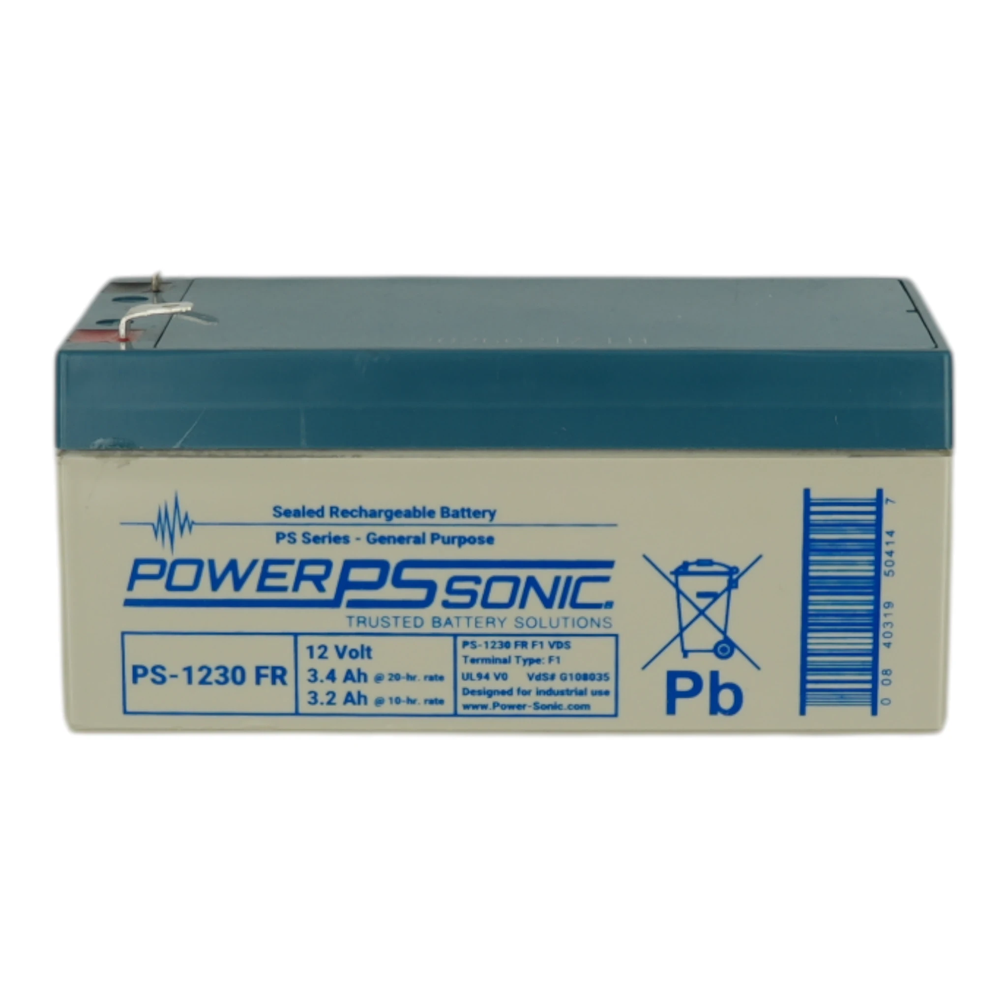 Power Sonic Battery 3.4Ah - 12V Flame Retardant Used in Xenex 8 zone & FP595 8 zone panels