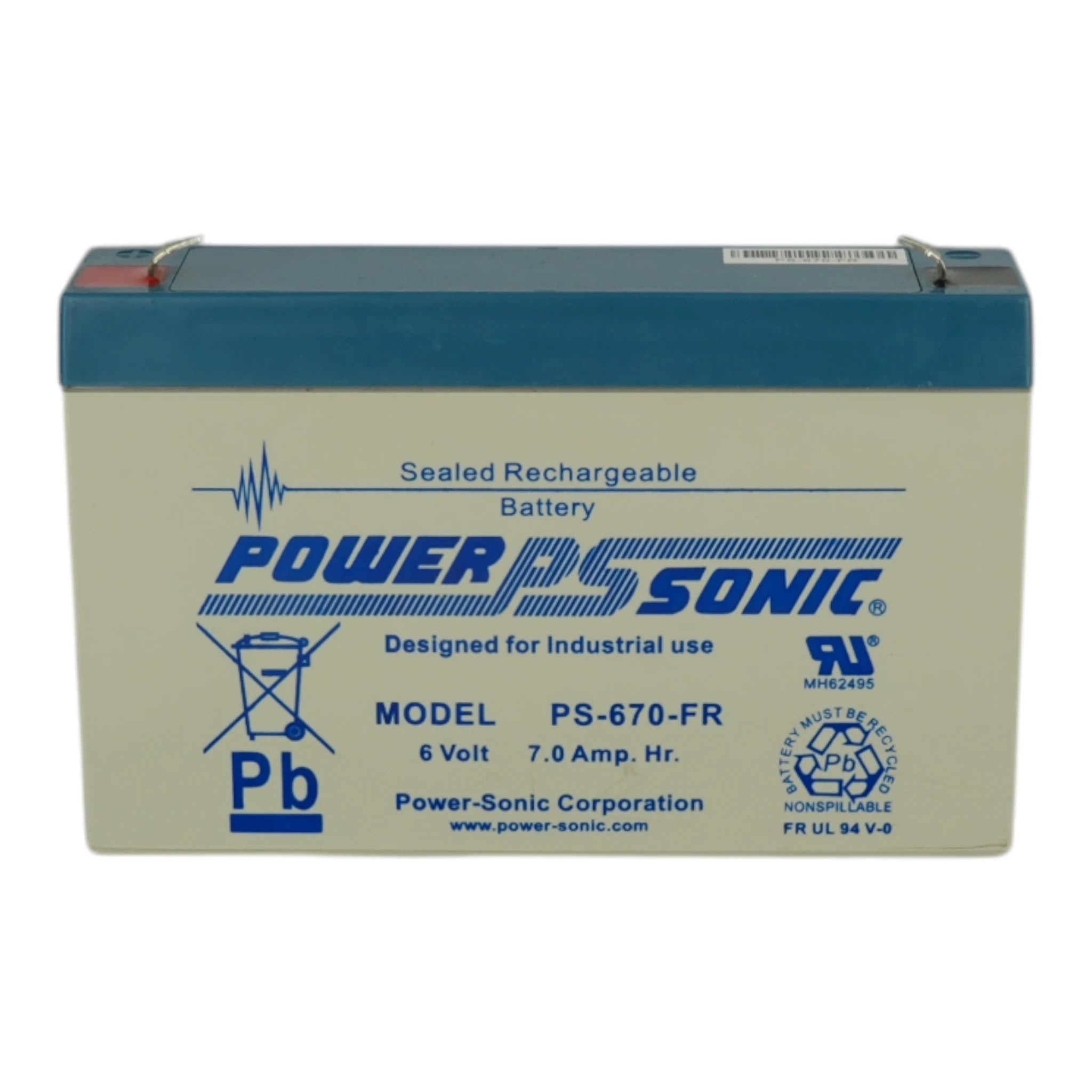 Power Sonic Battery 7Ah - 6V Flame Retardant Used in Vigilon and Sentri zonal mimics